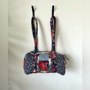 VTG Patchwork Hand Quilted Tote Overnight Bag Floral Cottagecore Talon Zipper